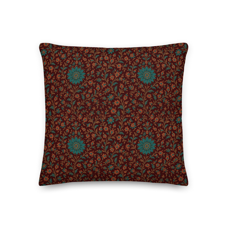 Decorative pillow with floral pattern on a white background