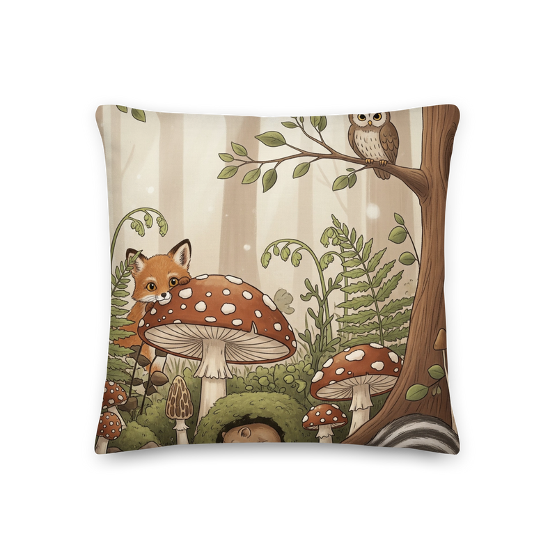Woodland Forest Mushroom Accent Pillow