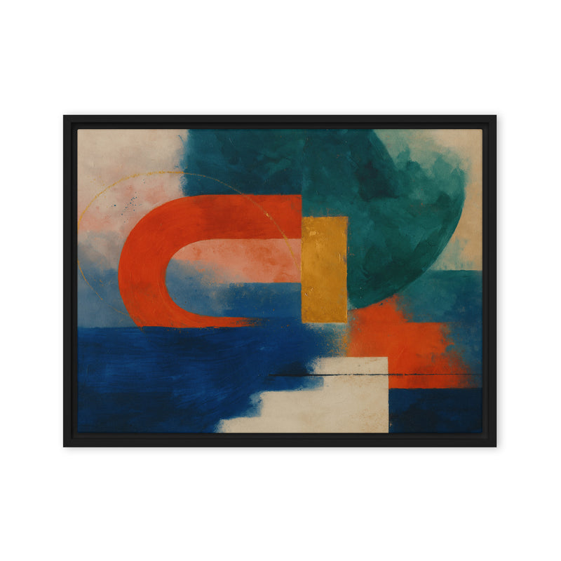 Abstract art piece with geometric shapes on a white background