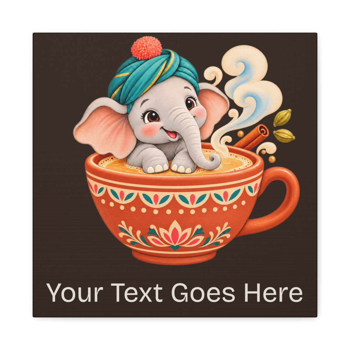 Elephant Loves Masala Chai – Personalized Baby Name Wall Art