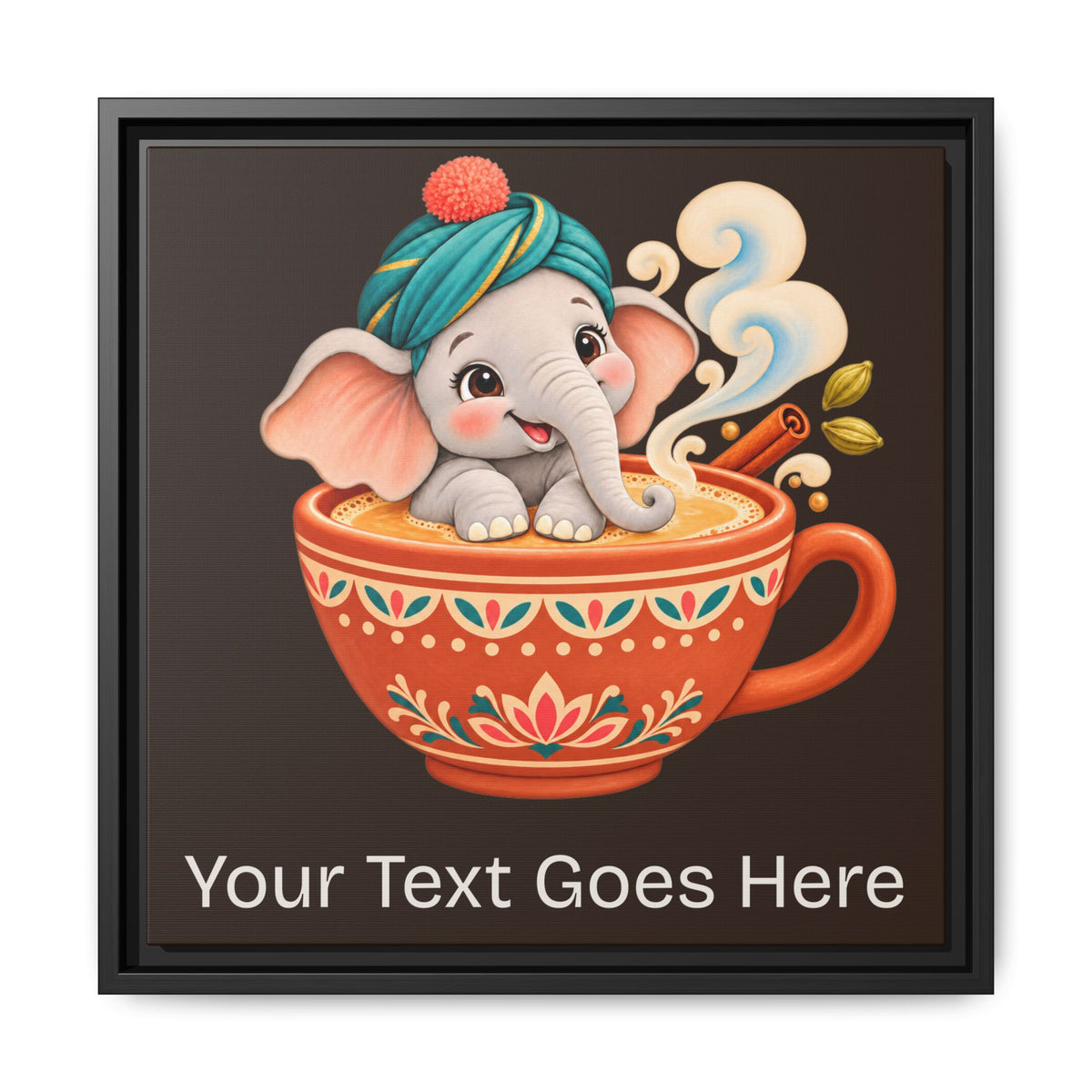 Elephant Loves Masala Chai – Personalized Baby Name Wall Art