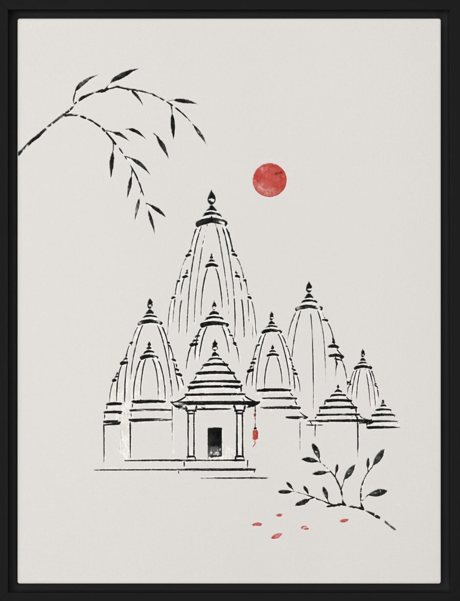 Birla Mandir - Framed Canvas Wall Art – 9" × 12"