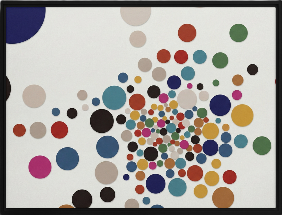 Confetti Orbit Colorful Circle Framed canvas  Wall Art – 9" × 12"