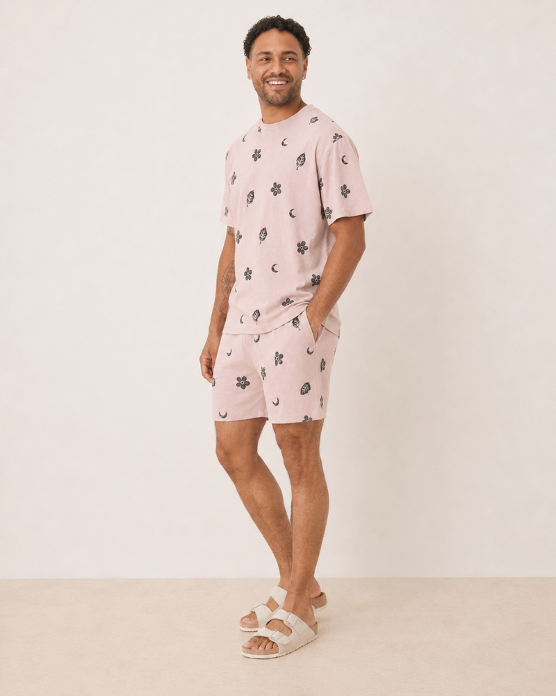 Botanical Moon in Dusty Pink - Cotton Men’s T-Shirt