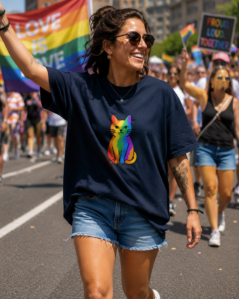 Rainbow Cat Muse  - Oversized Unisex T-Shirt