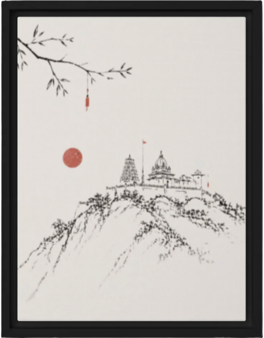 Vijaywada Kanaka Durga - Framed Canvas Wall Art – 9" × 12"