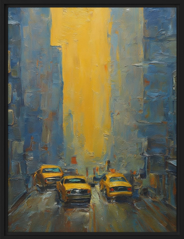 Manhattan Glimmer - Manhattanhenge Urban Framed Canvas Wall Art – 9" × 12"