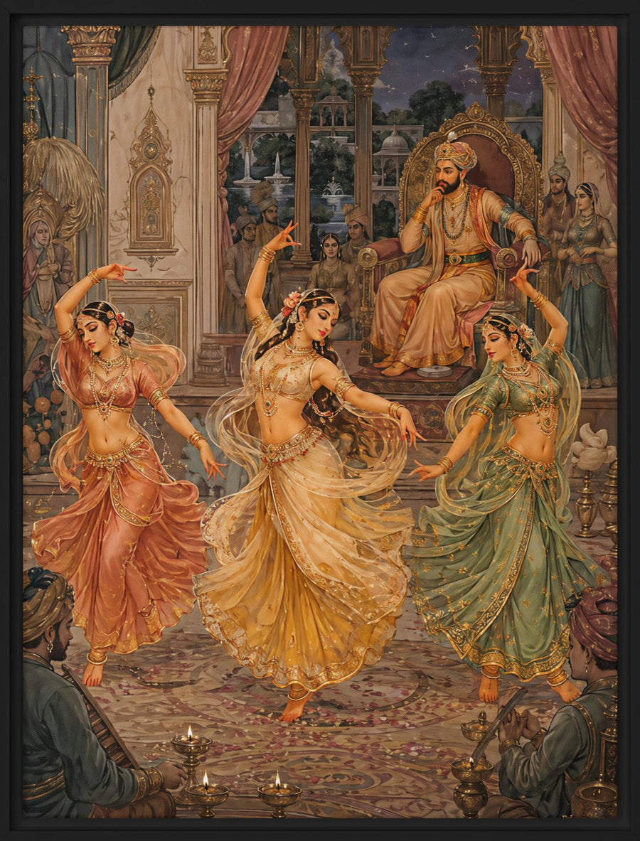 Royal Court Dancers Framed Canvas Wall Art – 9" × 12"