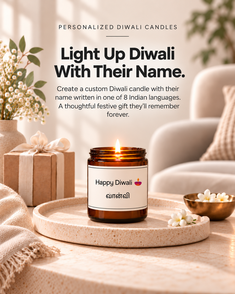 Happy Diwali: Custom Name Candle