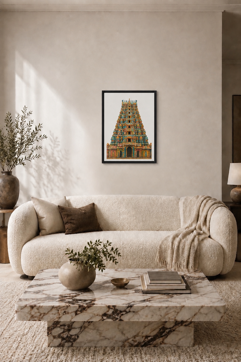 Ancient Indian Temple Wall Art – Framed Canvas