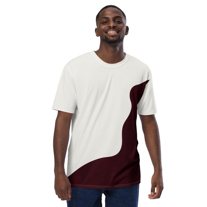 Abstract Wave - Charcoal Gray & Burgundy Men's T-shirt