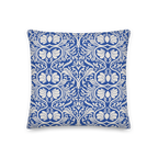 Baroque Damask Accent Pillow - Cobalt & Cream