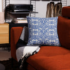 Baroque Damask Accent Pillow - Cobalt & Cream