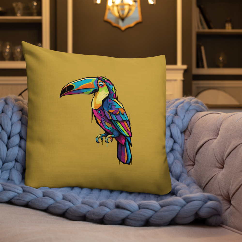 Tropical Toucan Accent Pillow - Mustard Yellow
