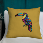 Tropical Toucan Accent Pillow - Mustard Yellow