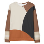 Earth Tone Geometric Oversized Cotton Sweatshirt in white — front view by Moodscape Shop