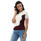 Abstract Wave - Charcoal Gray & Burgundy Women's T-shirt