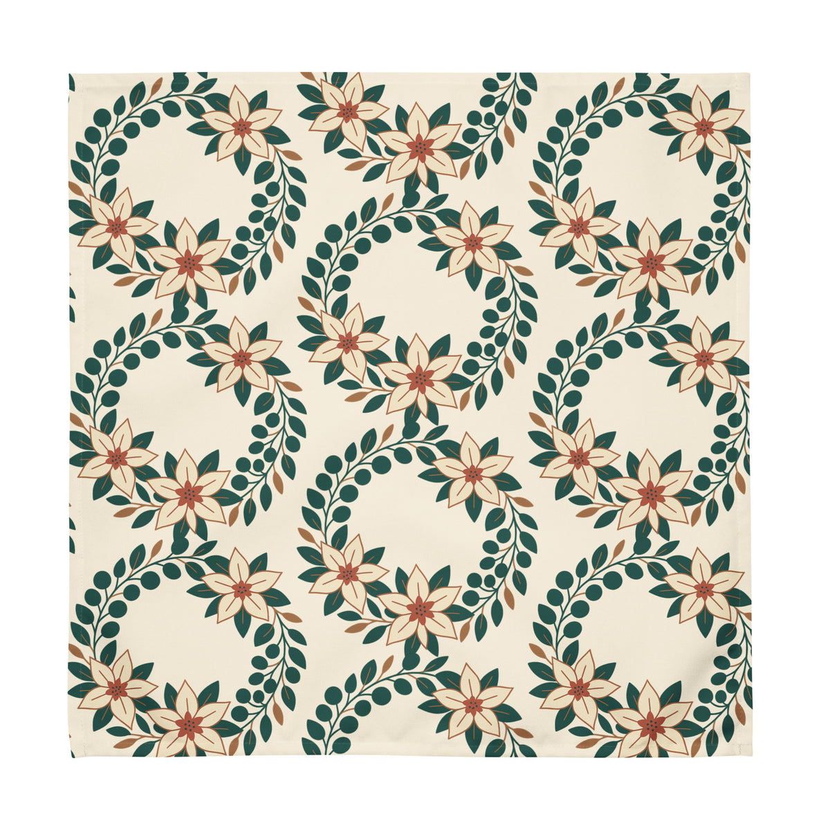 Evergreen Holiday Floral Cloth Napkin Set of 4