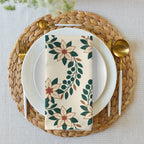 Evergreen Holiday Floral Cloth Napkin Set of 4