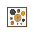 Decorative wall clock with multiple faces on a white background