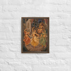 Brown framed canvas wall art mockup, 12x16 inch, front view