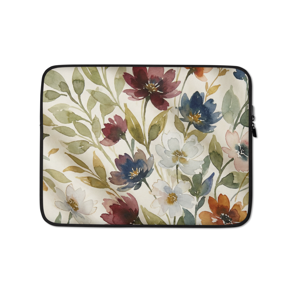 Neutral Floral Slim Laptop Sleeve — 13″ & 15″
