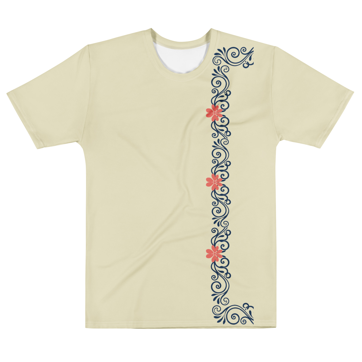 Retro Scroll Blossom - Cream Color Men’s T-Shirt