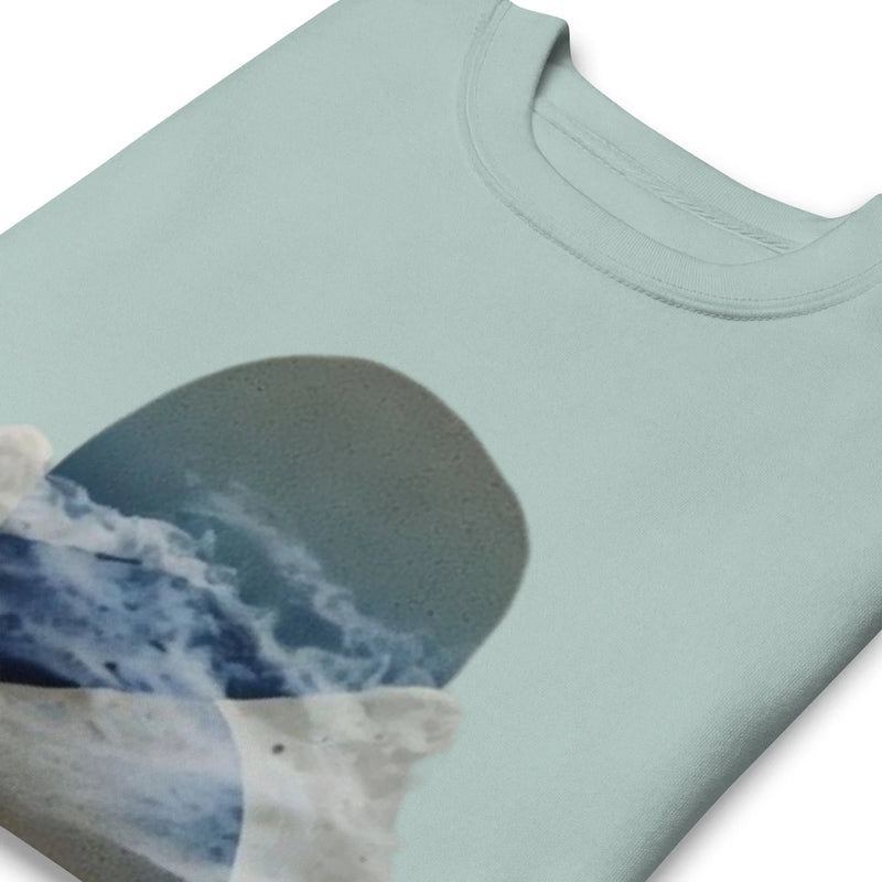 Unisex Heavyweight Fleece Crew Neck Sweatshirt by Moodscape Shop — agave colorway close-up
